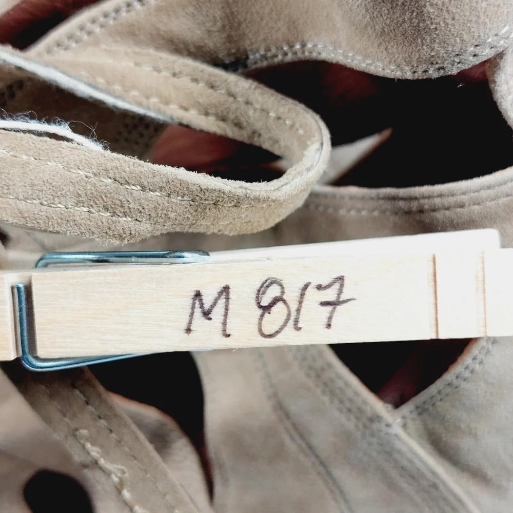 Alaia Beige Cut Out Suede Lace Up Peep Toe Heeled Ankle Booties M817 - Picture 15 of 15